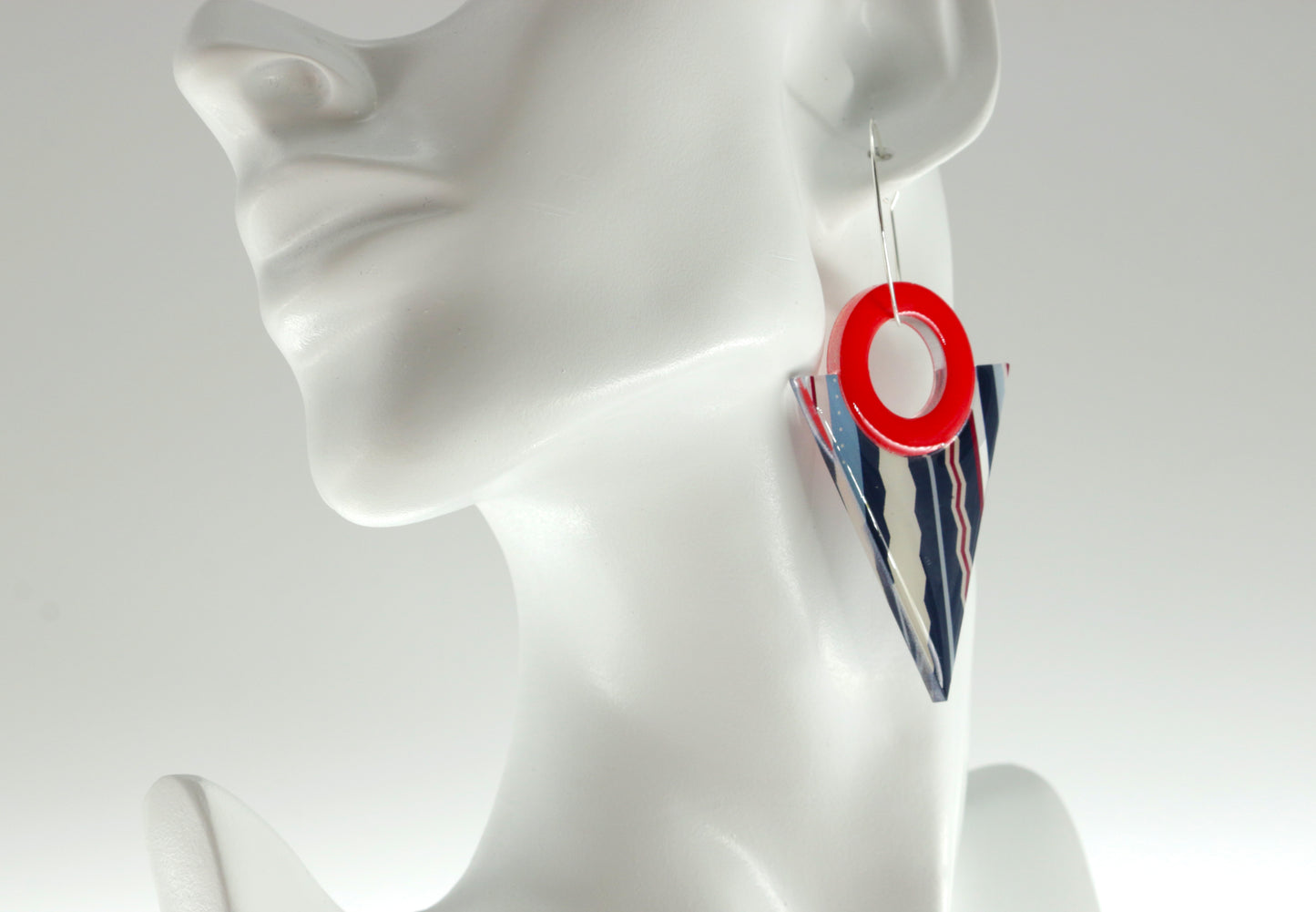 Acrylic Glass Earrings / Modern Style Earrings / Blue and Red Earrings