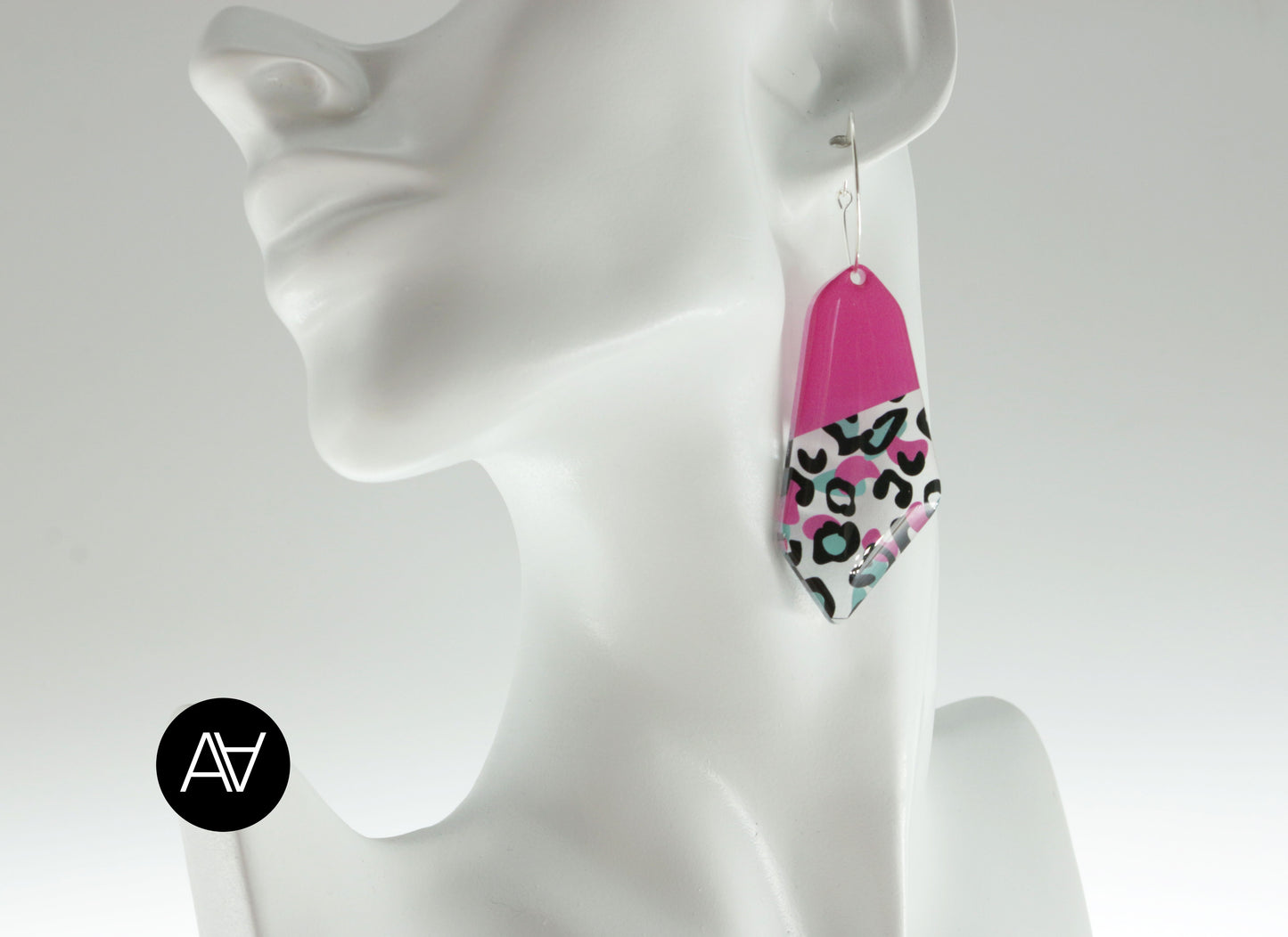 Acrylic Glass Earrings / Animal Print Style Earrings / Hoop Earrings
