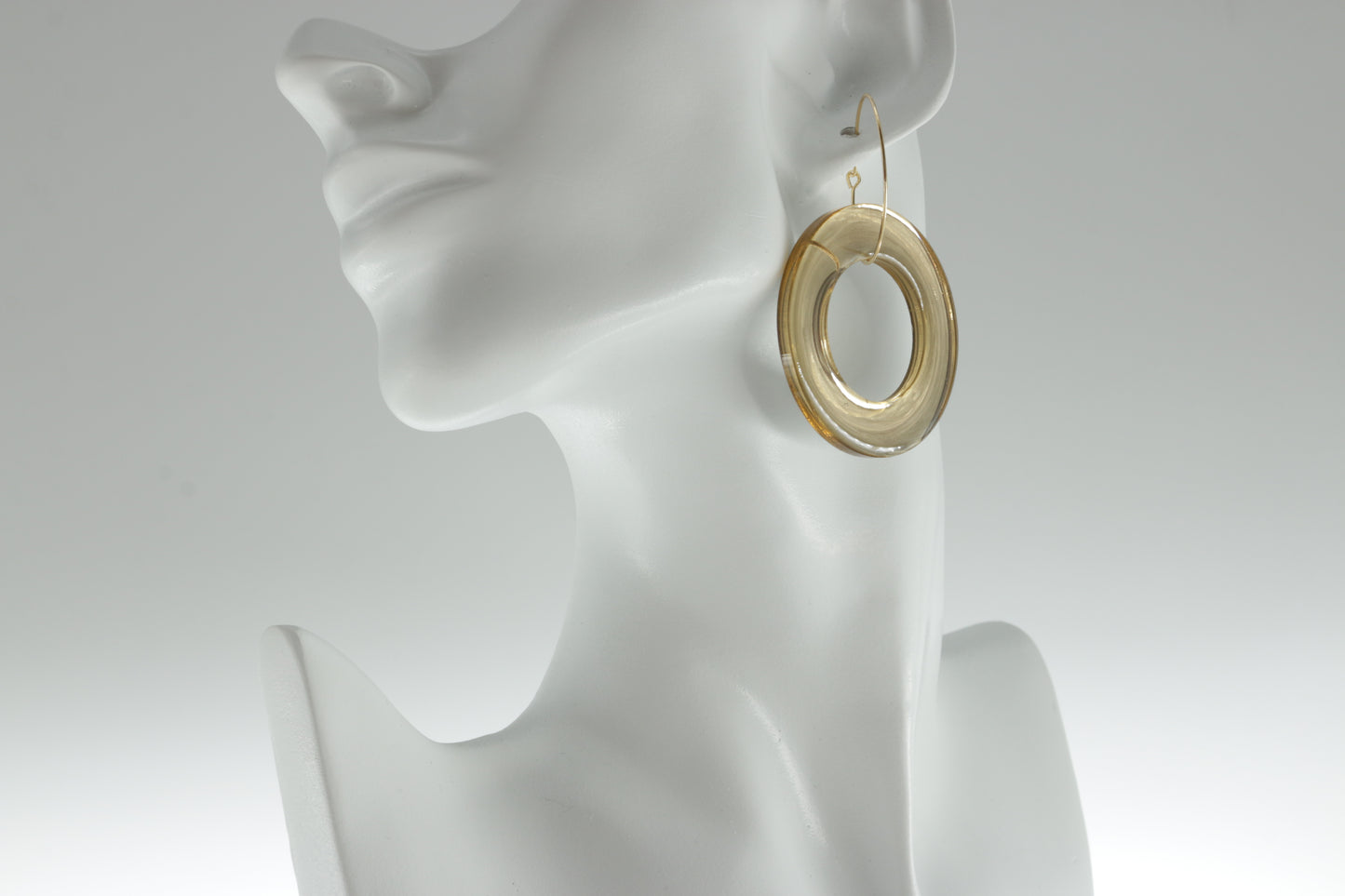 Mirror Glass Earrings / Circle Style Earrings / Gold Color Earrings