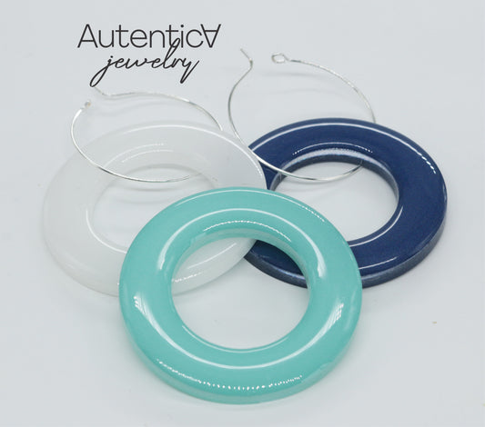 3pcs Acrylic Glass Earrings / Circle Style Earrings / Blue Earrings