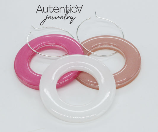 3pcs Acrylic Glass Earrings / Circle Style Earrings / White Earrings