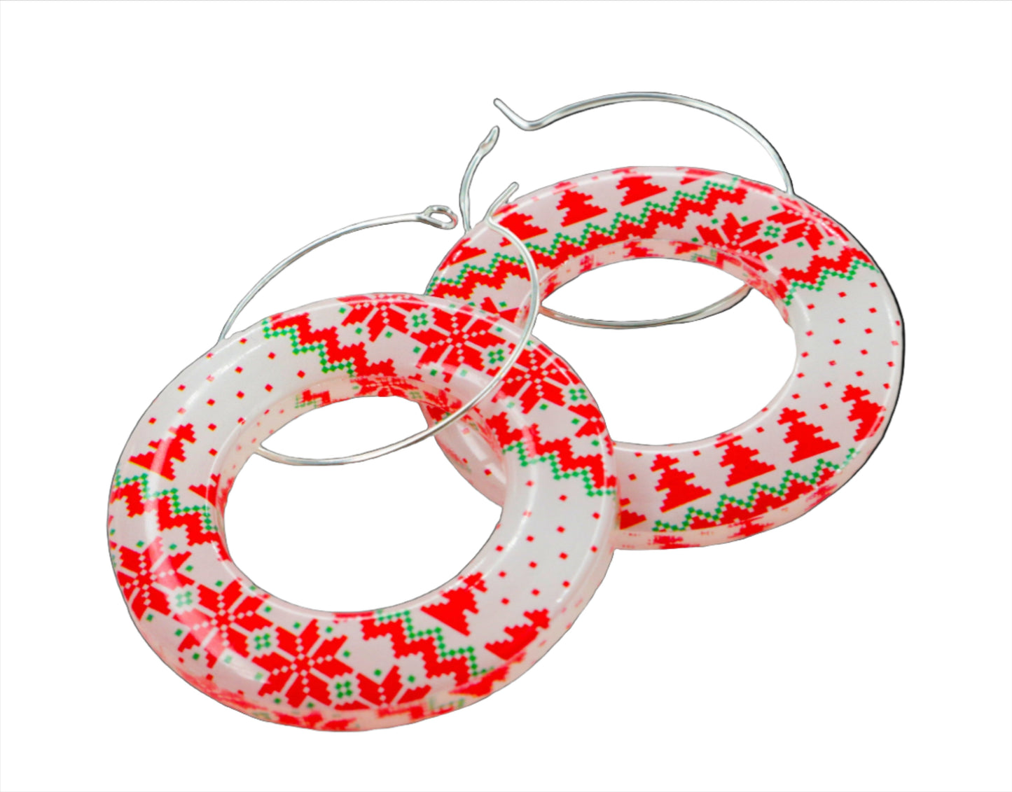 Christmas Acrylic Glass Earrings / Circle Style Earrings / Designer Earrings