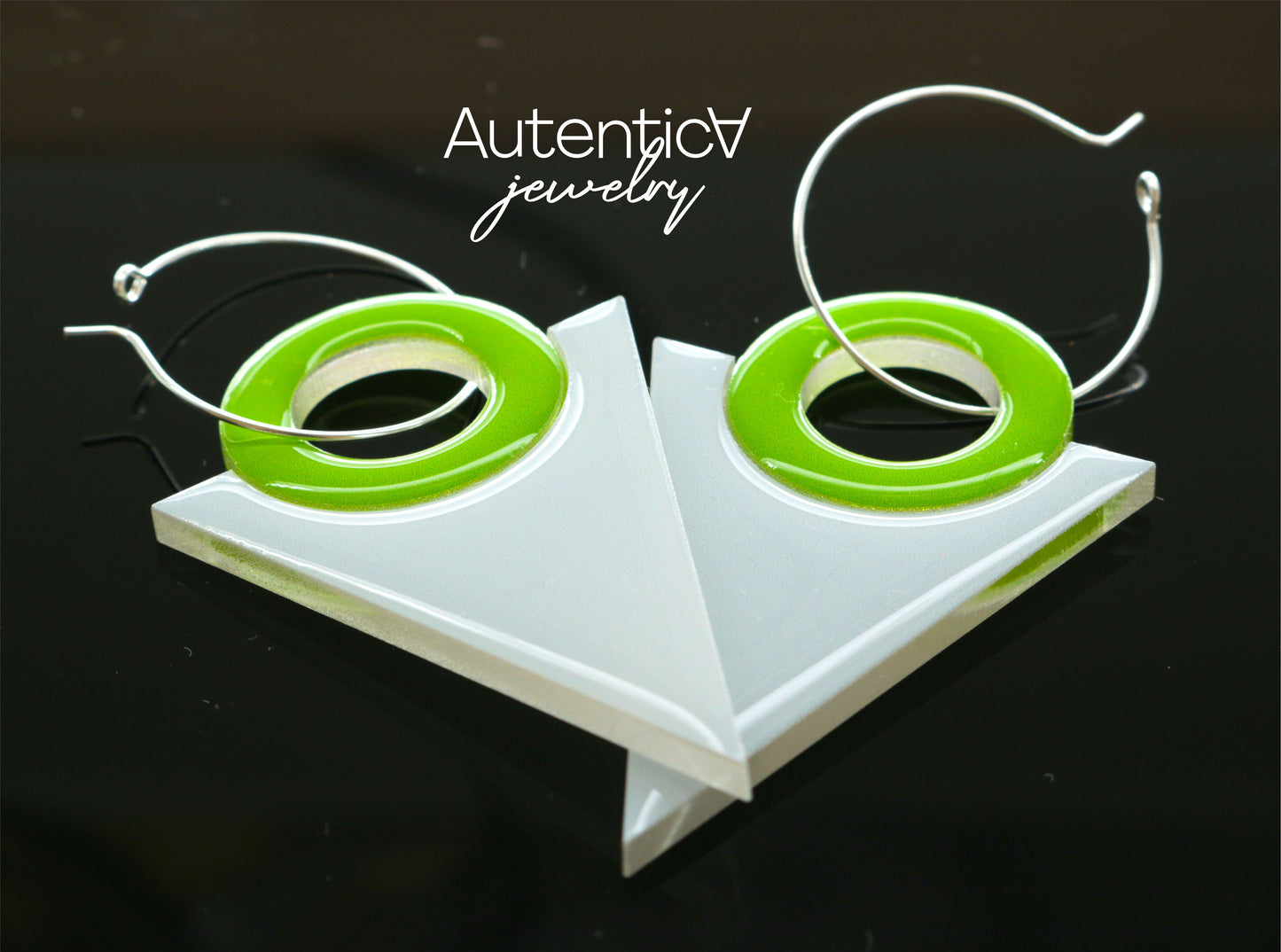 Acrylic Glass Earrings / Summer Print Style Earrings / Green Earrings