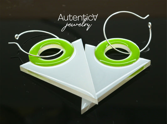 Acrylic Glass Earrings / Summer Print Style Earrings / Green Earrings