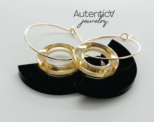 Mirror Glass Earrings / Elegant Style Earrings / Gold and Black Earrings