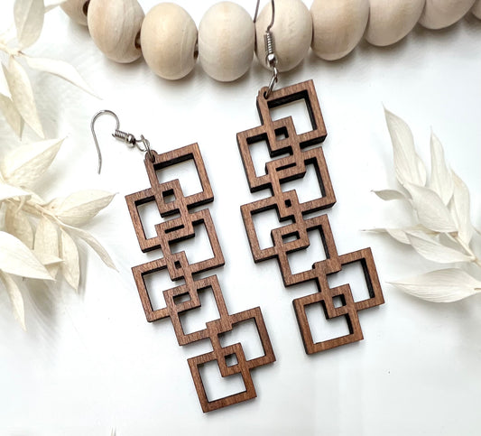 Wooden Earrings / Boho Style Earrings / Wood Earrings