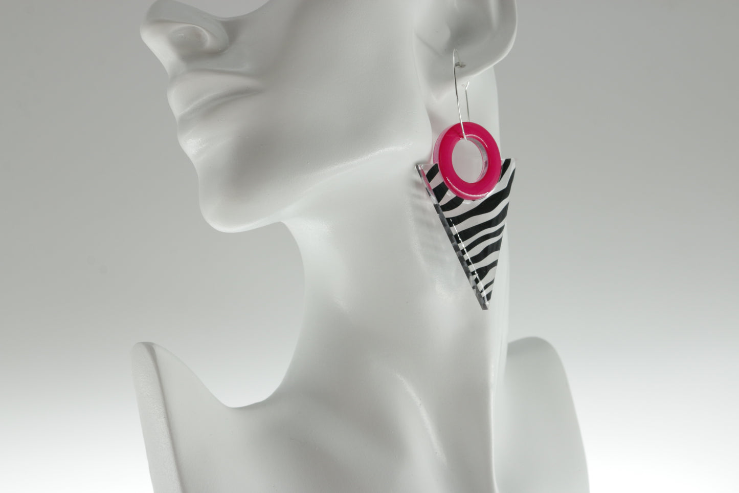 Acrylic Glass Earrings / Animal Print Earrings / Pink and Black Earrings