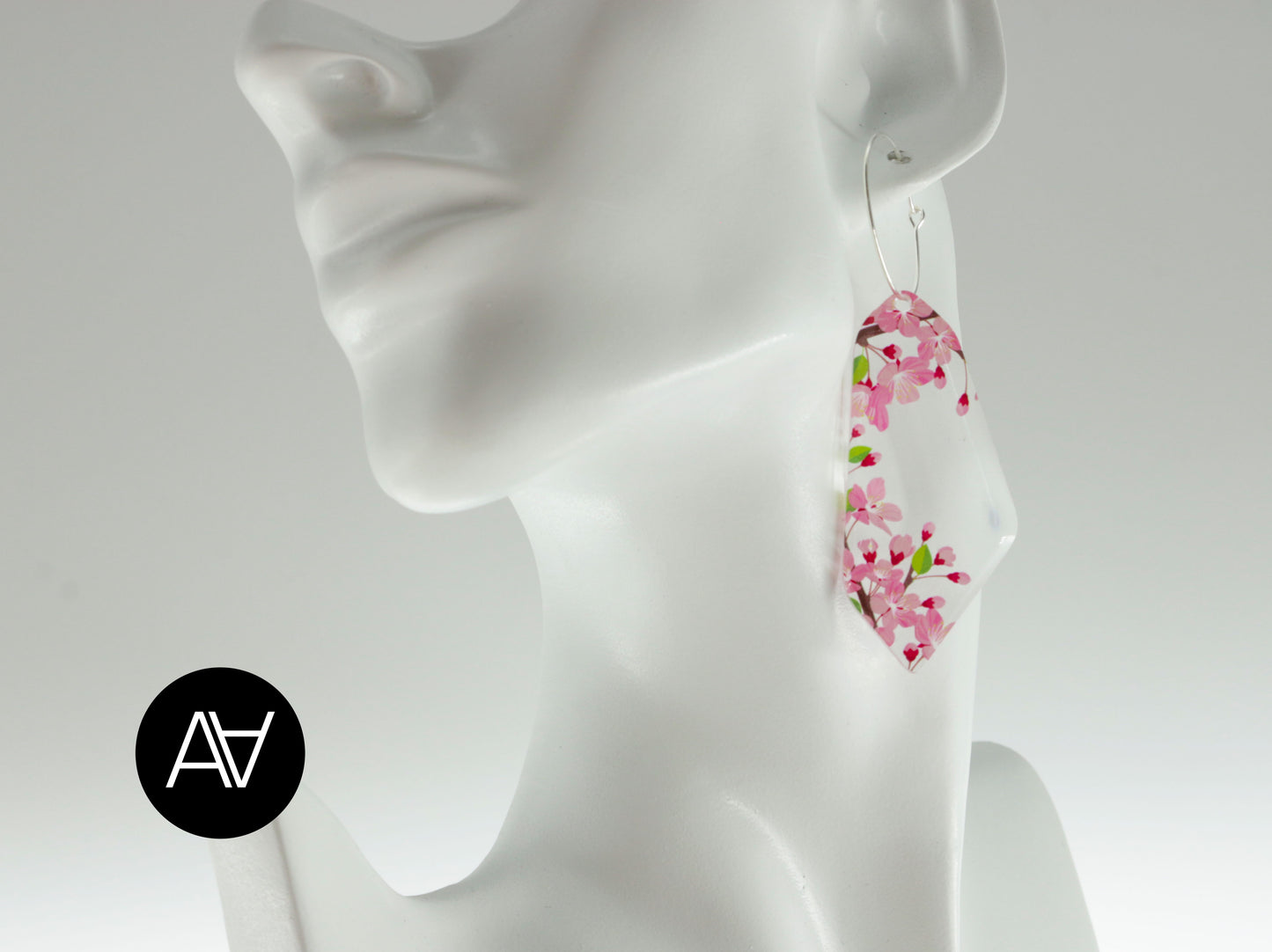 Acrylic Glass Earrings / Cherry Flower Style Earrings / Pink Earrings