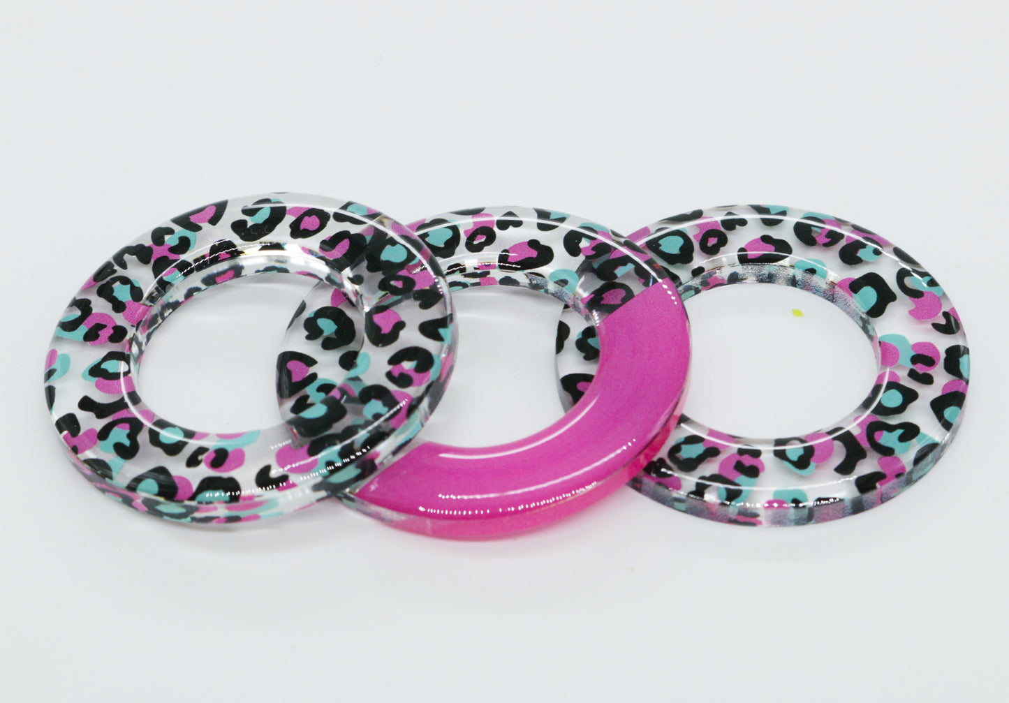 3pcs Acrylic Glass Earrings / Circle Style Earrings / Animal Print Earrings
