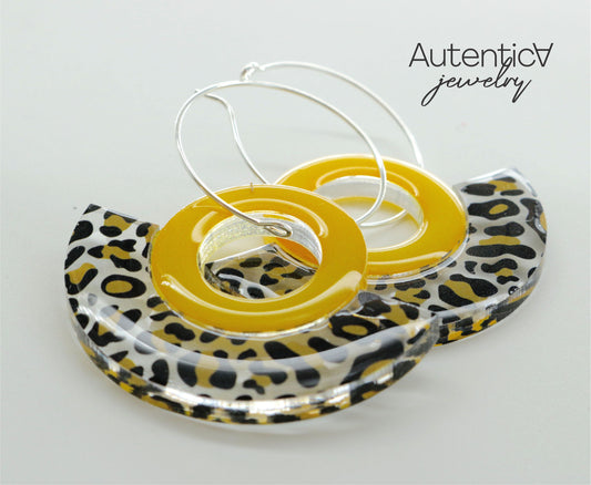 Acrylic Glass Earrings / Animal Print Style Earrings / Colorful Earrings