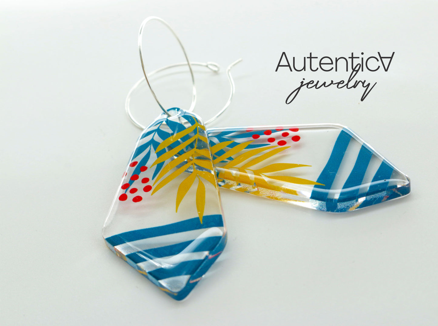 Acrylic Glass Earrings / Summer Print Style Earrings / Beach Earrings